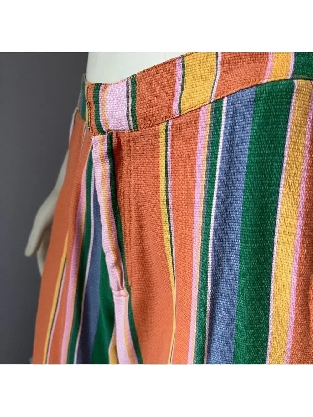 Free People Anthropologie Women’s Boho Striped Pants Orange Green Pink Blue 4